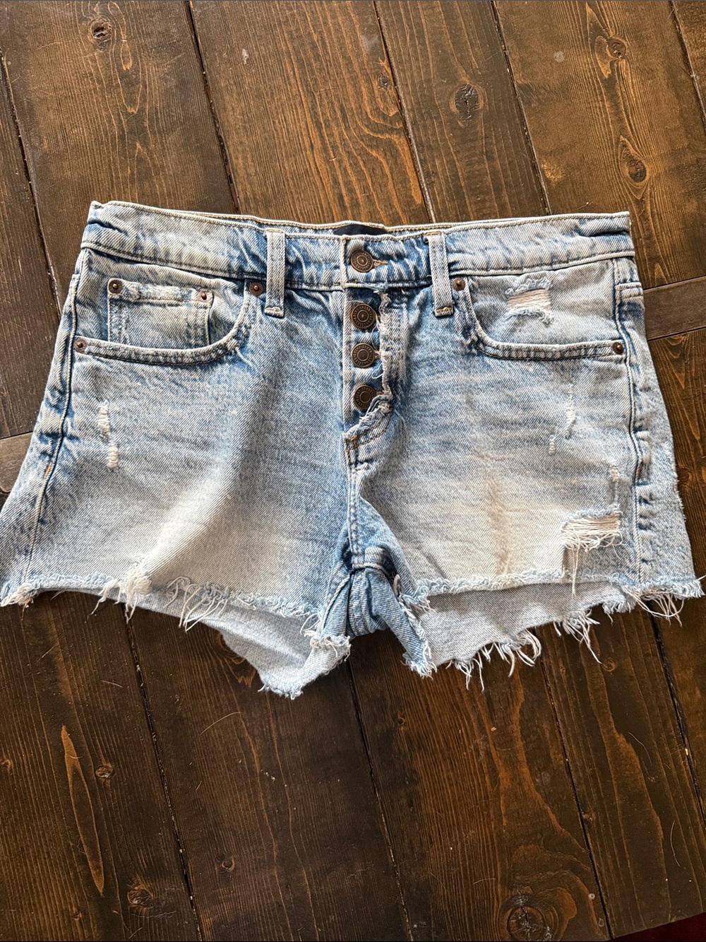Lucky Brand Light Blue Distressed Denim Boy Midrise Short